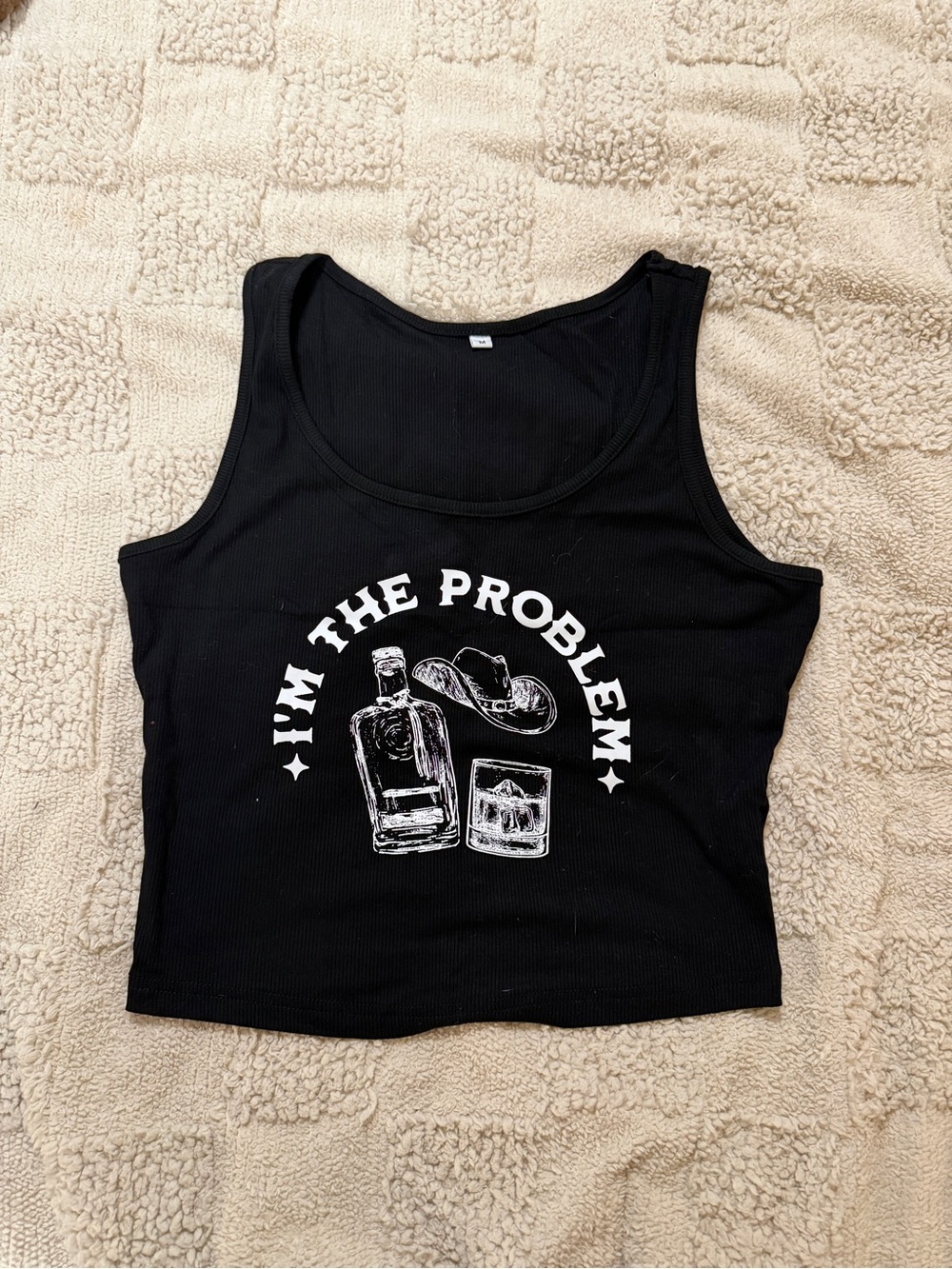 Amazon Black Crop Tank Top with White Graphic